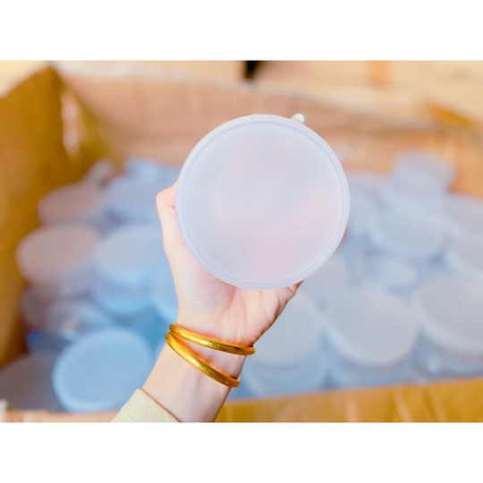 Hủ nhựa kiếng dẹp đựng kem 200g trong suốt nắp trắng