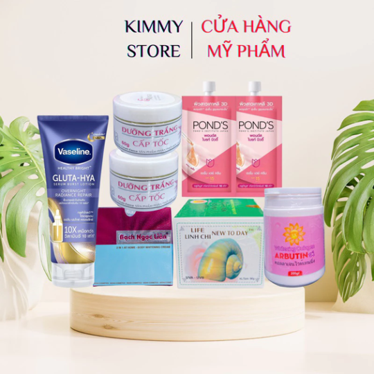 combo kem trắng da bạch ngọc liên + vaseline + enova + pond’s