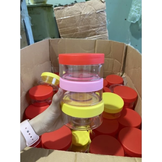 Hủ đựng kem 200g dẹp trong suốt nhiều màu