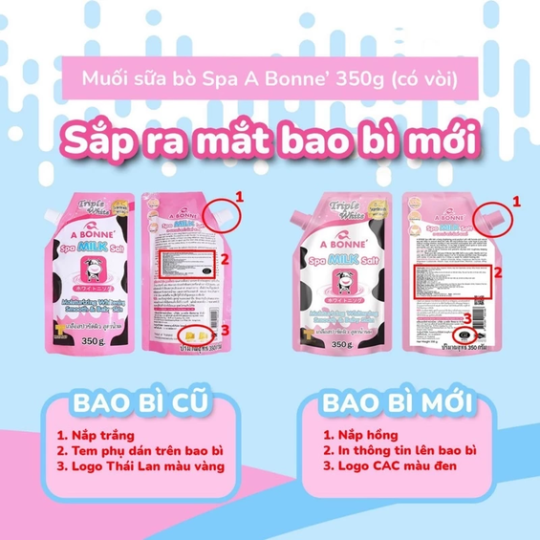 muối tắm sữa bò tẩy da chết A bonne spa milk salt thái lan 350g có vòi