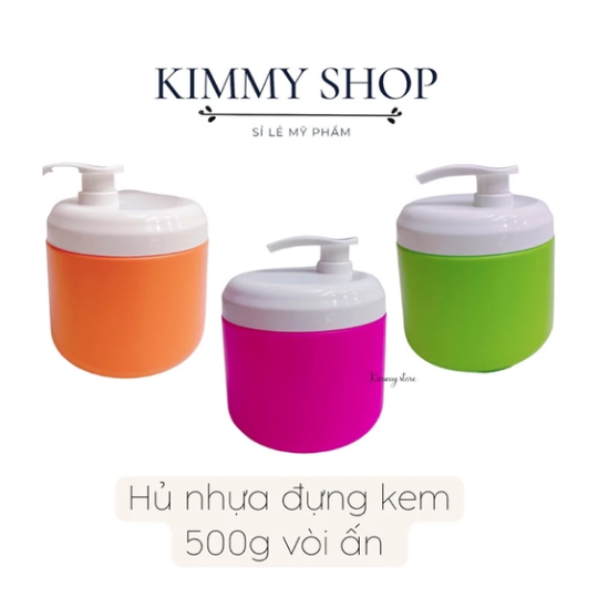 Hủ nhựa đựng kem 500g dạng vòi ấn nhiều màu Sẽ