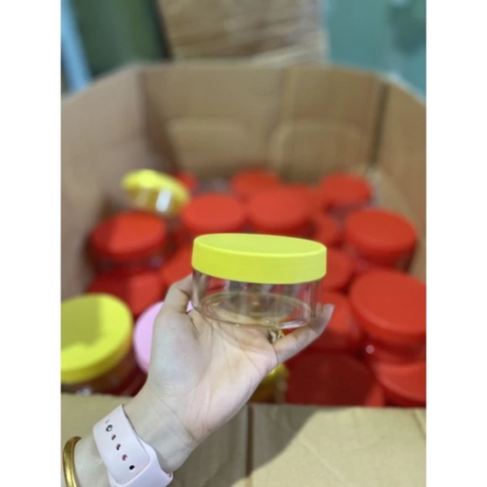 Hủ đựng kem 200g dẹp trong suốt nhiều màu