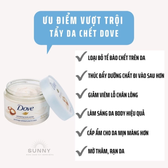 Tẩy tế bào chết Dove lựu đỏ Exfoliating Body Polish Scrub 298g