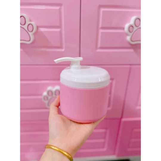 Hủ nhựa đựng kem 1kg dạng vòi ấn màu hồng