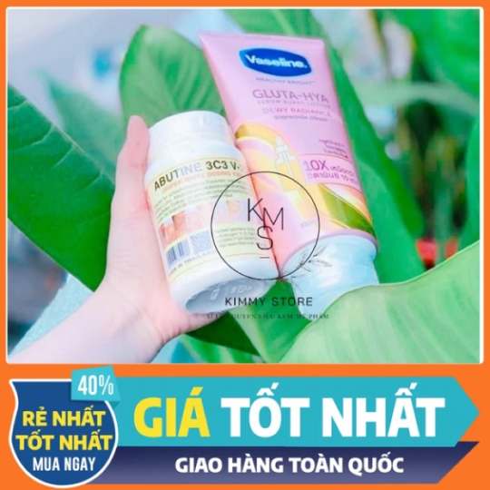 Combo Abutine 3C3 và Vaseline gluta hya 330g