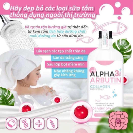 Sữa tắm dưỡng trắng da alpha arbutin Thái lan 350ml