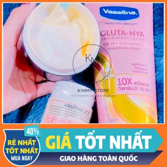 Combo Abutine 3C3 và Vaseline gluta hya 330g