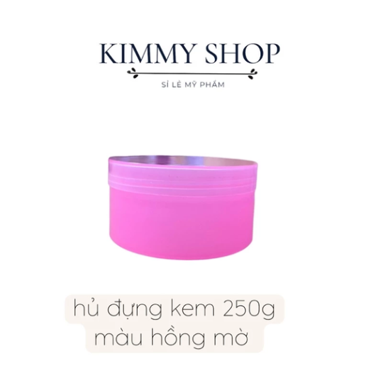 Hủ nhựa đựng kem 250g trong mờ màu trắng và hồng