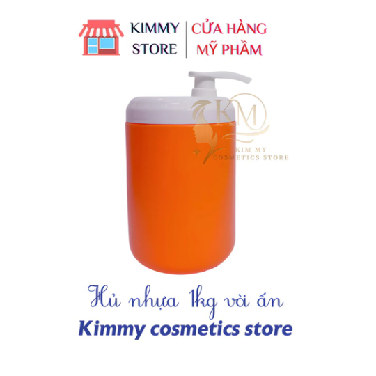 Hủ nhựa đựng kem 1kg dạng vòi ấn màu hồng