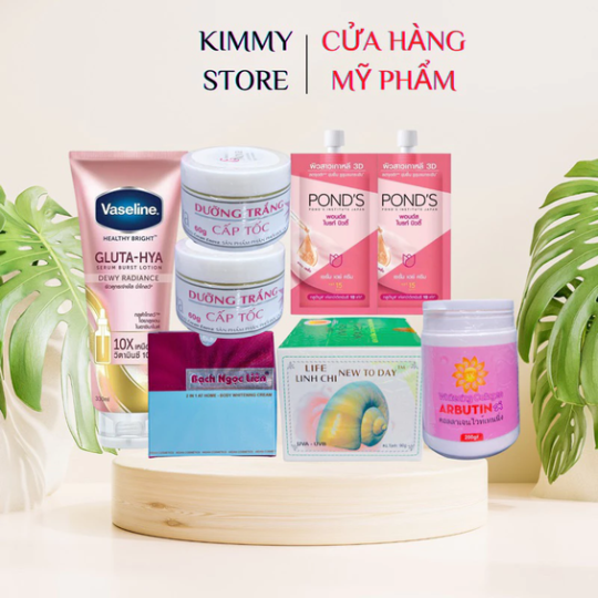 combo kem trắng da bạch ngọc liên + vaseline + enova + pond’s