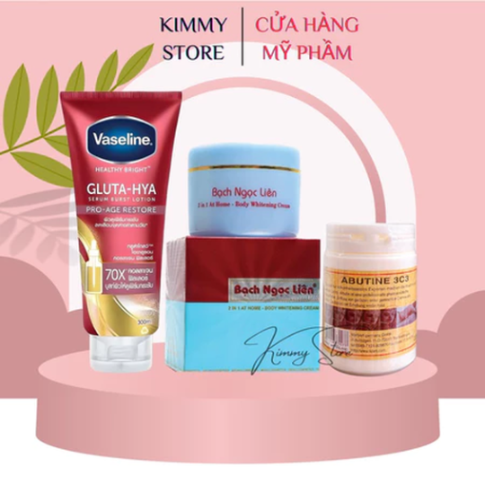 Combo kem bạch ngọc liên hồng + vaseline gluta hồng + abutine 3C3 hồng