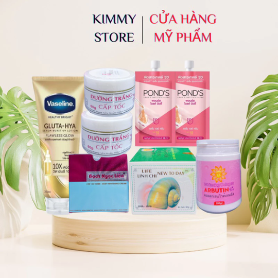 combo kem trắng da bạch ngọc liên + vaseline + enova + pond’s