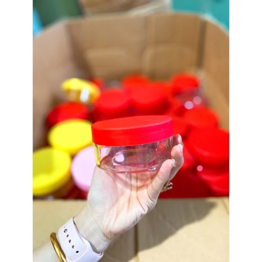 Hủ đựng kem 200g dẹp trong suốt nhiều màu