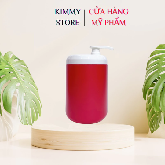 Hủ nhựa đựng kem 1kg dạng vòi ấn màu hồng