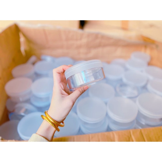 Hủ nhựa kiếng dẹp đựng kem 200g trong suốt nắp trắng