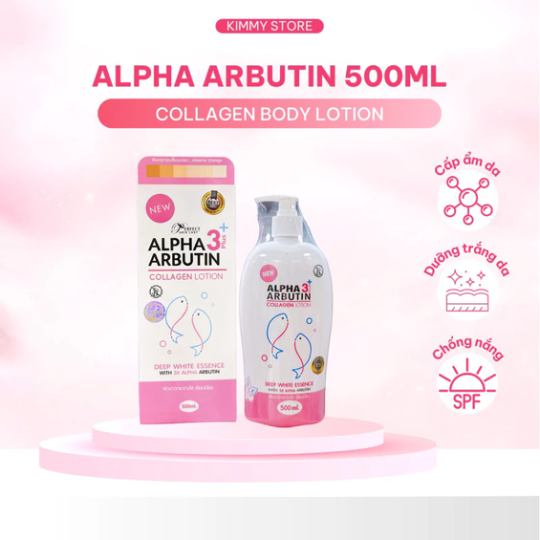 Sữa dưỡng thể trắng da alpha arbutin collagen lotion chai 500ml chuẩn thái
