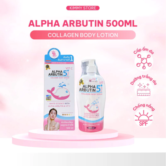 Sữa dưỡng thể trắng da alpha arbutin collagen lotion chai 500ml chuẩn thái