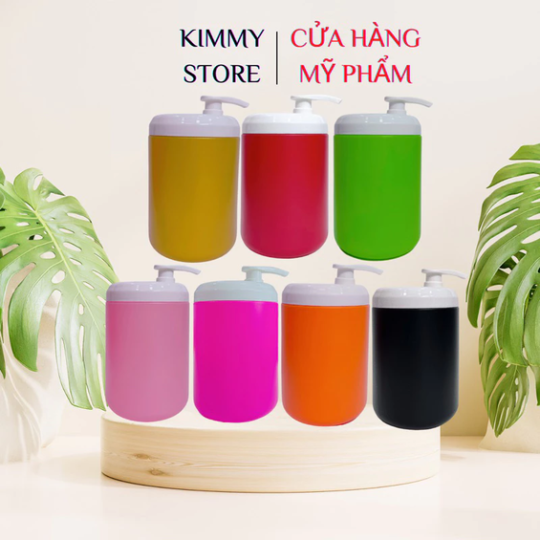 Hủ nhựa đựng kem 1kg dạng vòi ấn màu hồng