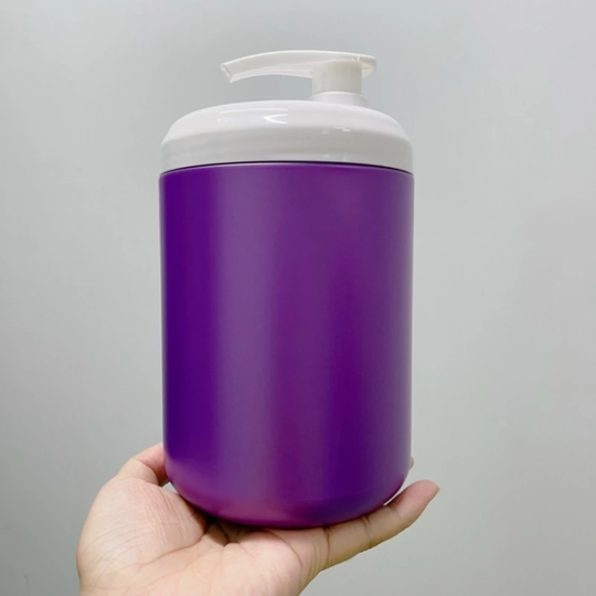 Hủ nhựa đựng kem 1kg dạng vòi ấn màu hồng