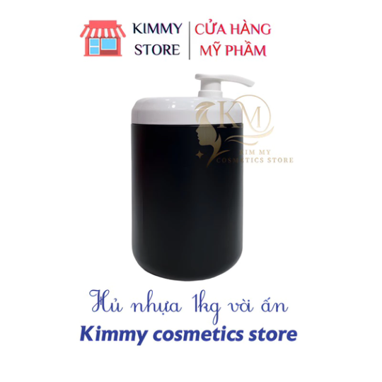 Hủ nhựa đựng kem 1kg dạng vòi ấn màu hồng