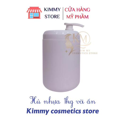 Hủ nhựa đựng kem 1kg dạng vòi ấn màu hồng
