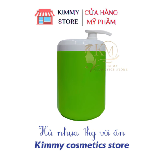 Hủ nhựa đựng kem 1kg dạng vòi ấn màu hồng