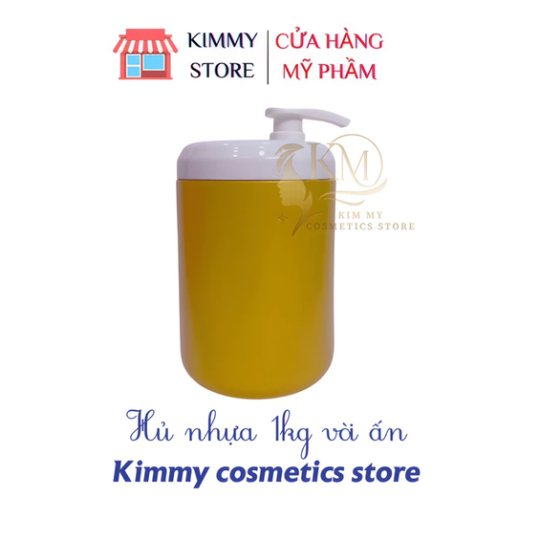 Hủ nhựa đựng kem 1kg dạng vòi ấn màu hồng