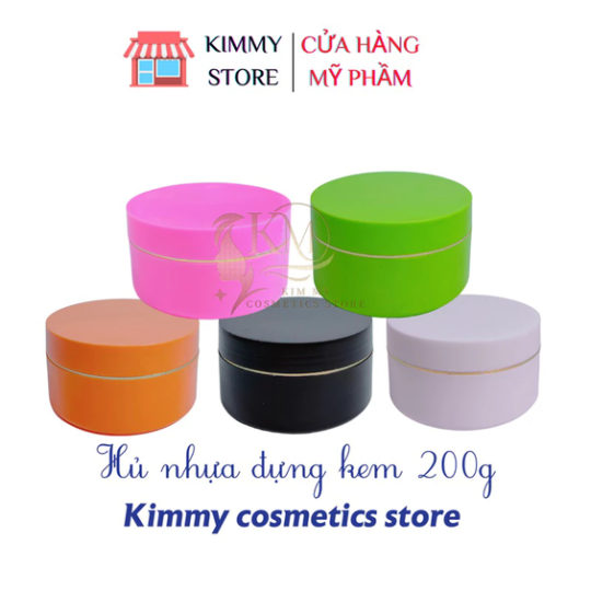 Lẻ hủ nhựa đựng kem 200g màu đen