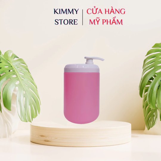 Hủ nhựa đựng kem 1kg dạng vòi ấn màu hồng