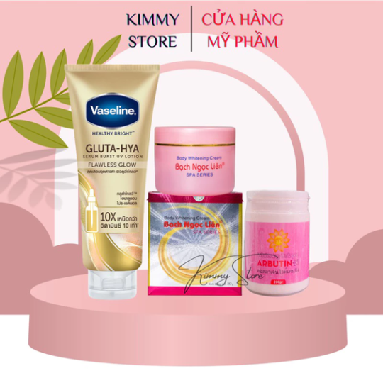 Combo kem bạch ngọc liên hồng + vaseline gluta hồng + abutine 3C3 hồng