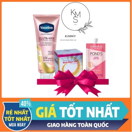 Combo kem bạch ngọc liên hồng + vaseline gluta hồng + abutine 3C3 hồng