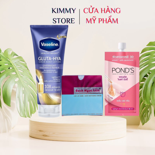 Combo kem bạch ngọc liên hồng + vaseline gluta hồng + abutine 3C3 hồng