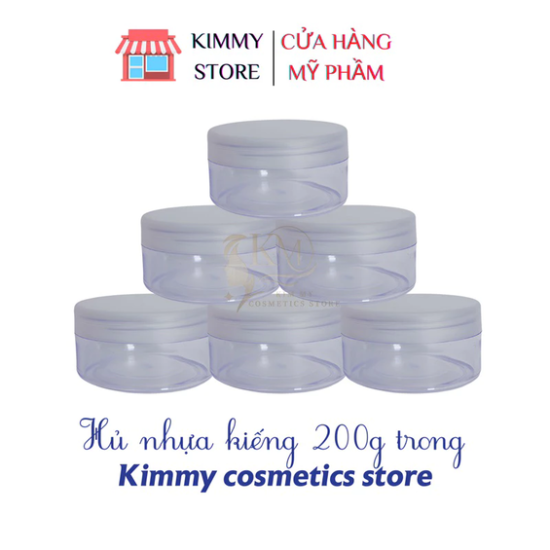 Hủ nhựa kiếng dẹp đựng kem 200g trong suốt nắp trắng