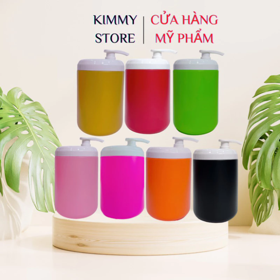 Hủ nhựa đựng kem 1kg dạng vòi ấn màu hồng
