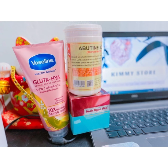 Combo kem dưỡng trắng da bạch ngọc liên + Abutine 3c3 lớn 500g
