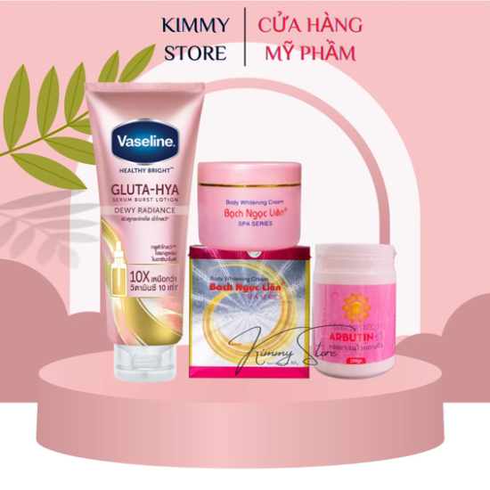 Combo kem bạch ngọc liên hồng + vaseline gluta hồng + abutine 3C3 hồng