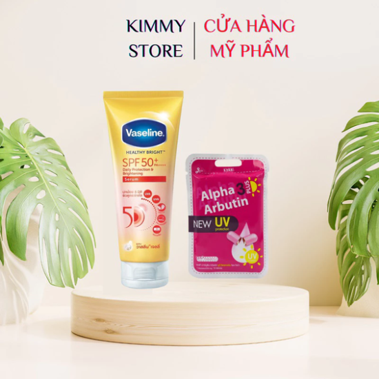 Combo dưỡng thể vaseline 50X + Viên cấy trắng alpha arbutin thái lan chính hãng
