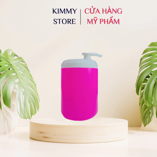 Hủ nhựa đựng kem 1kg dạng vòi ấn màu hồng