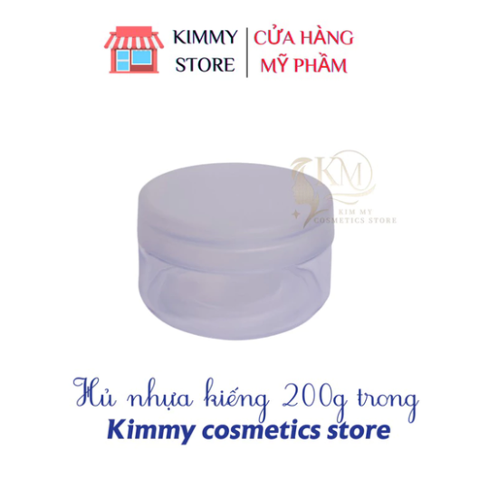 Hủ đựng kem 200g dẹp trong suốt nắp hồng